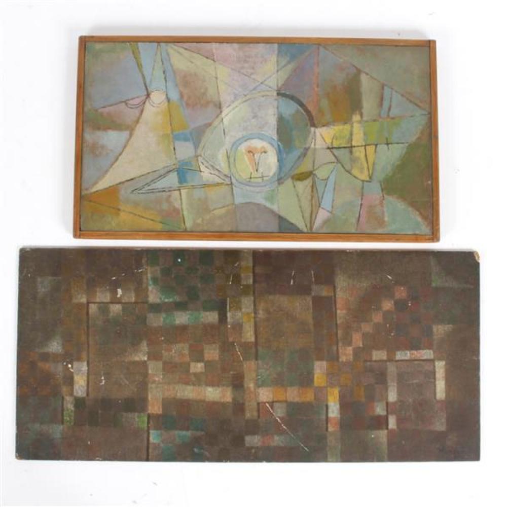 Appraisal: RANDALL MORGAN NEW YORK INDIANA B TWO ABSTRACT PAINTINGS MIXED