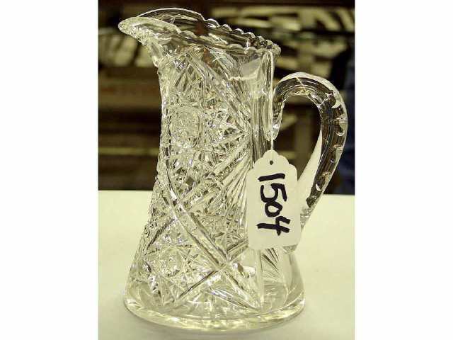 Appraisal: American brilliant cut pinwheel pattern glass pitcher no chips or