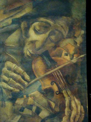 Appraisal: GUREWITSCH Anatol Watercolor of Fiddler Signed and dated lower left