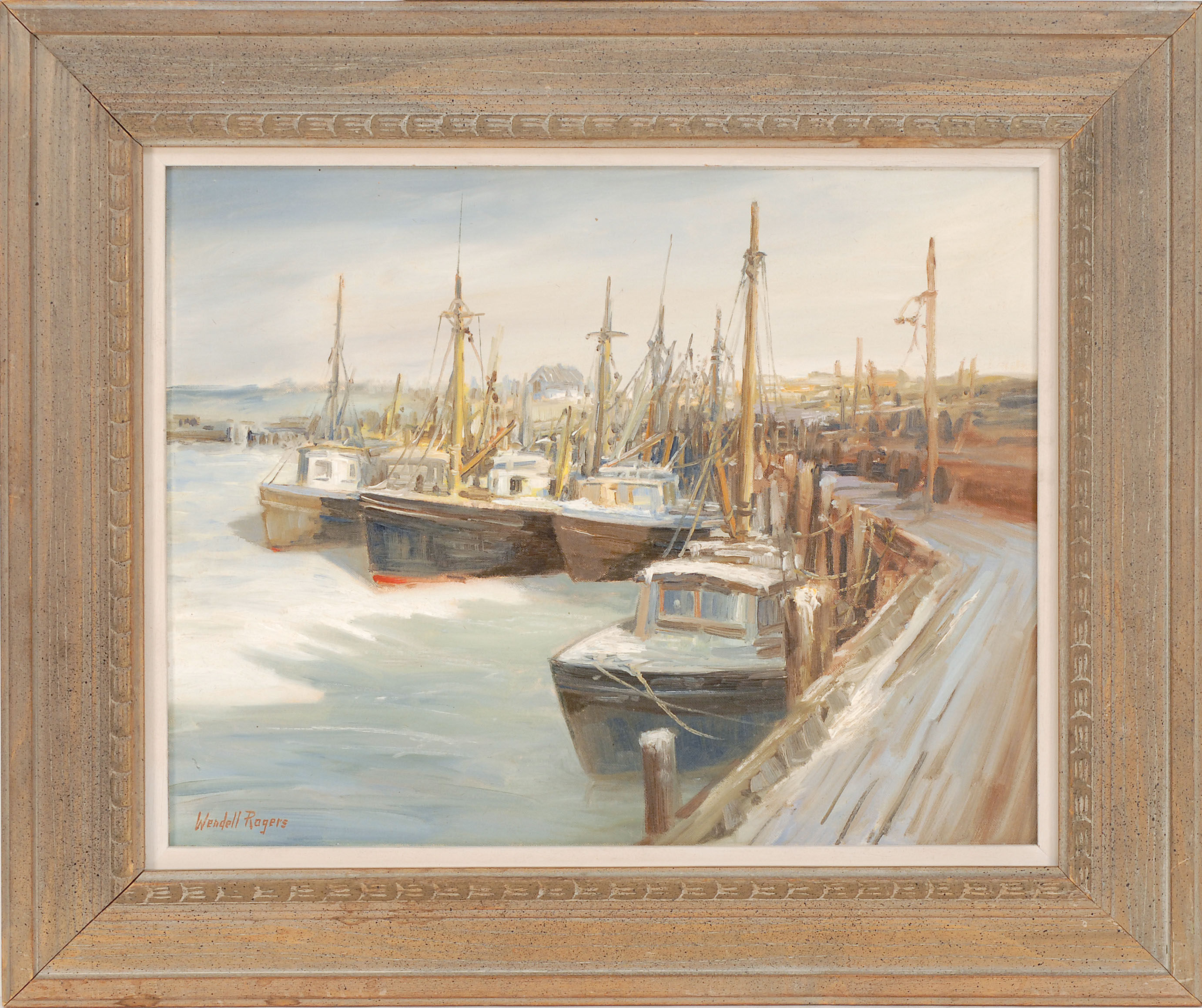 Appraisal: WENDELL ROGERSCape Cod - Fishing boats in a harbor Signed