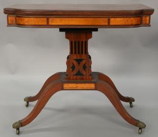 Appraisal: Federal mahogany games table having D shaped top over conforming