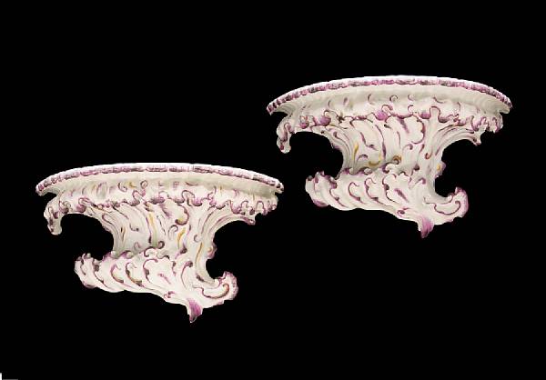 Appraisal: A pair of German porcelain Rococo style brackets Aelteste Volkstedter