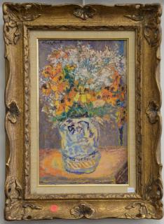 Appraisal: Lilian Mackendrick - oil mounted on masonite still life of