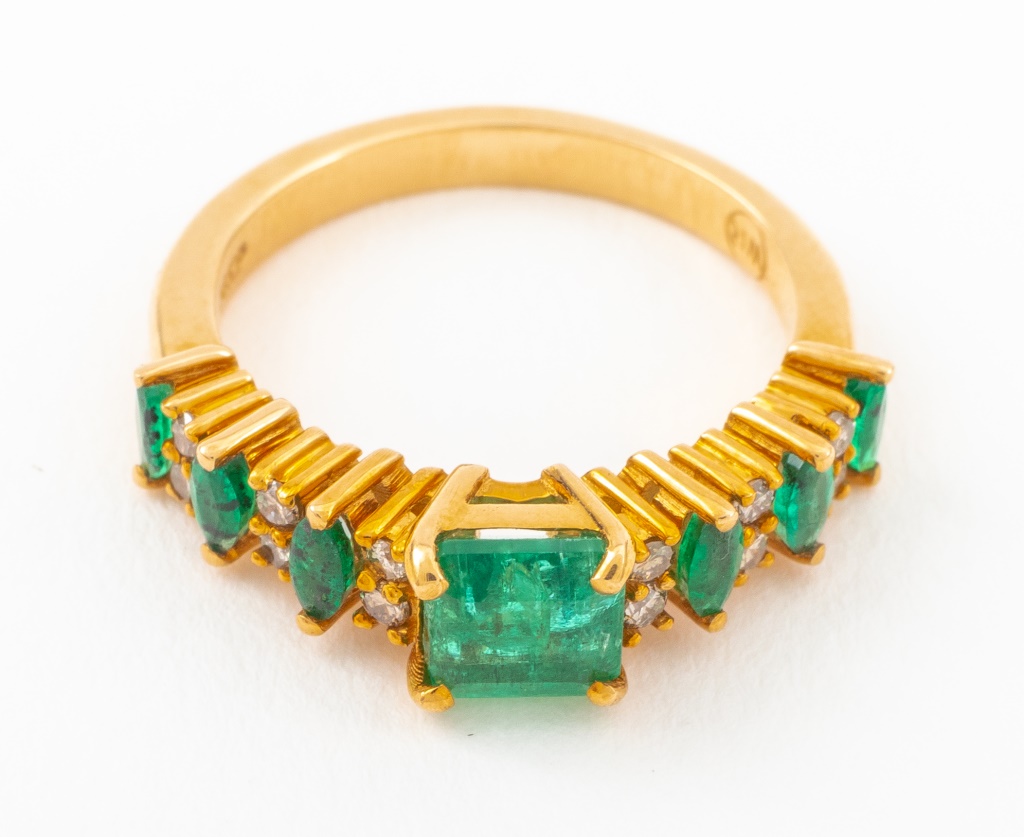 Appraisal: K YELLOW GOLD EMERALD DIAMOND RING K yellow gold ring