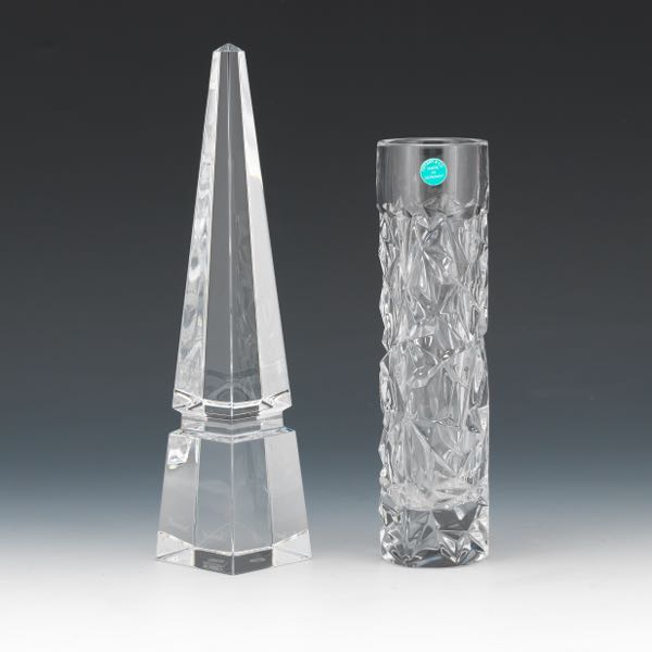 Appraisal: Tiffany Co Crystal Glass Vase and Baccarat Crystal Glass Obelisk