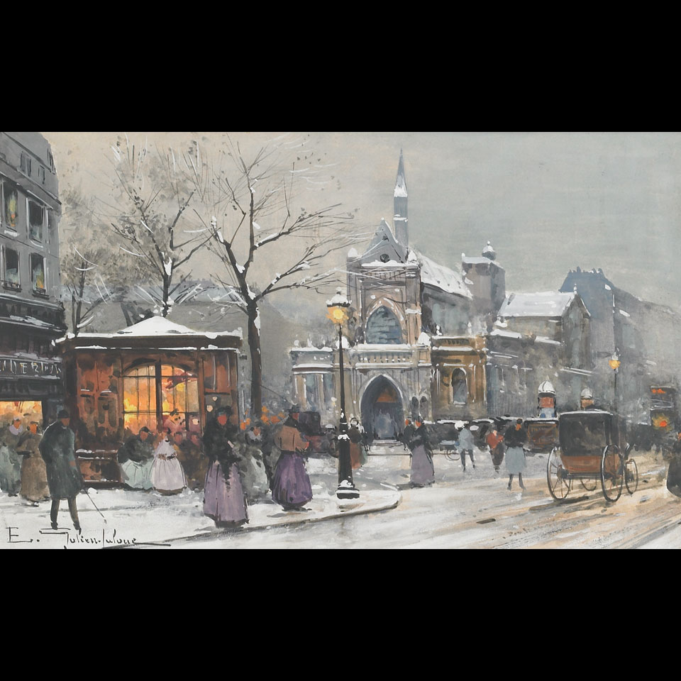 Appraisal: Eugene Galien-Laloue - French EGLISE ST LAURENT Gouache signed lower