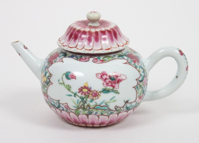 Appraisal: Chinese Export Famille Rose porcelain lotus teapot circa lotus form