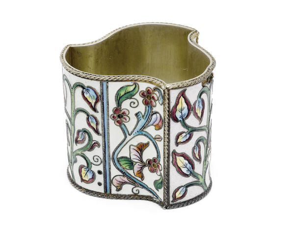 Appraisal: A th century Soviet silver-gilt and cloisonn enamel napkin ring