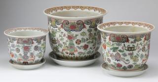 Appraisal: Chinese jardinieres largest dia Set of three Chinese ceramic jardinieres