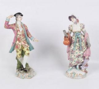 Appraisal: PAIR OF GERMAN PORCELAIN FIGURES PAIR OF GERMAN PORCELAIN MEISSEN