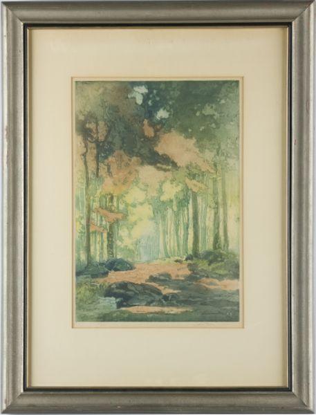 Appraisal: John Cotton CA - Autumn Woodland aquatint on paper signed