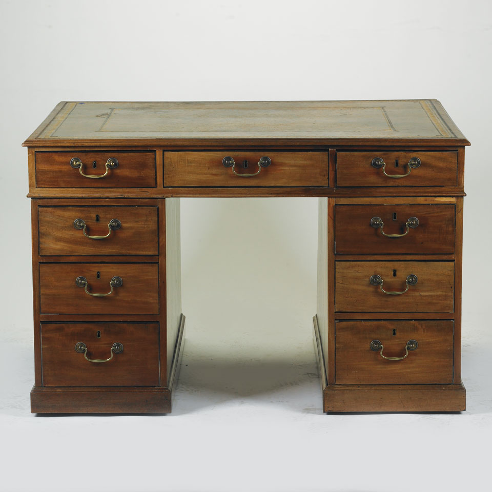 Appraisal: Leather Topped Mahogany Partner s Desk in the George III