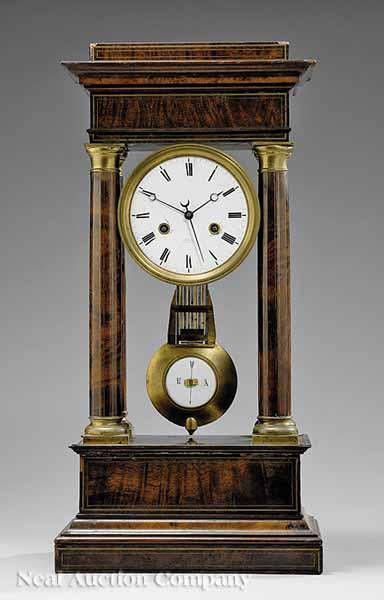 Appraisal: A Louis Philippe Walnut and Brass Inlaid Mantel Clock c