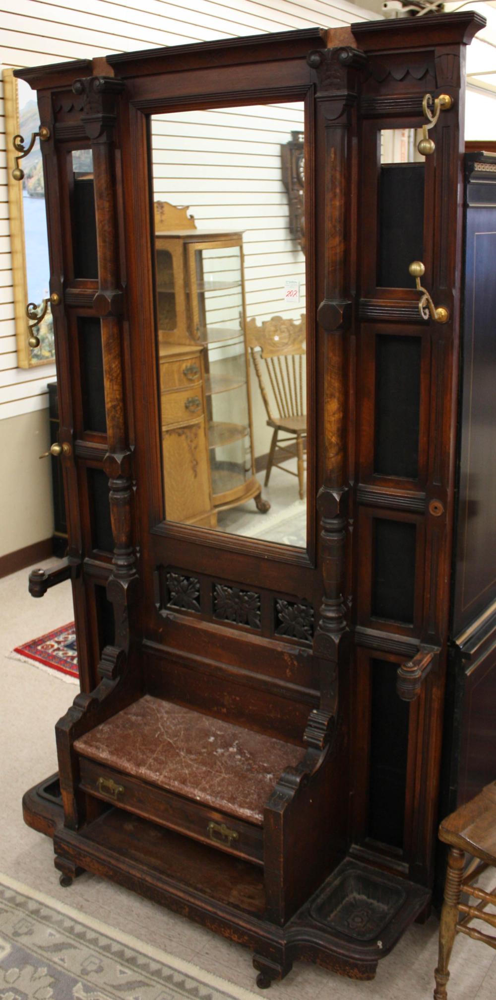 Appraisal: VICTORIAN WALNUT HALLSTAND American th century H x W x