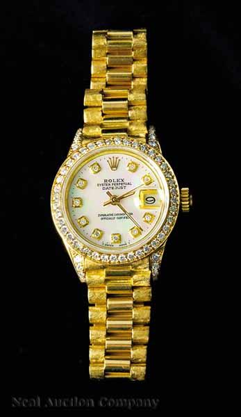 Appraisal: A Rolex kt Yellow Gold and Diamond Lady's Watch c