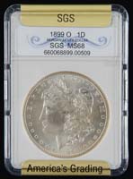 Appraisal: ONE GRADED CASED MORGAN SILVER DOLLAR Graded by SGS -O