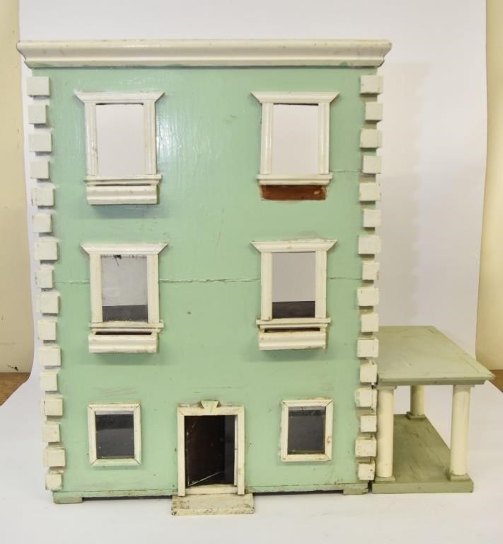 Appraisal: Large wood green painted doll house circa 's h x