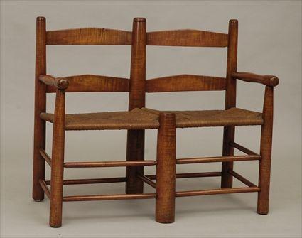 Appraisal: American Figured Maple Wagon Bench