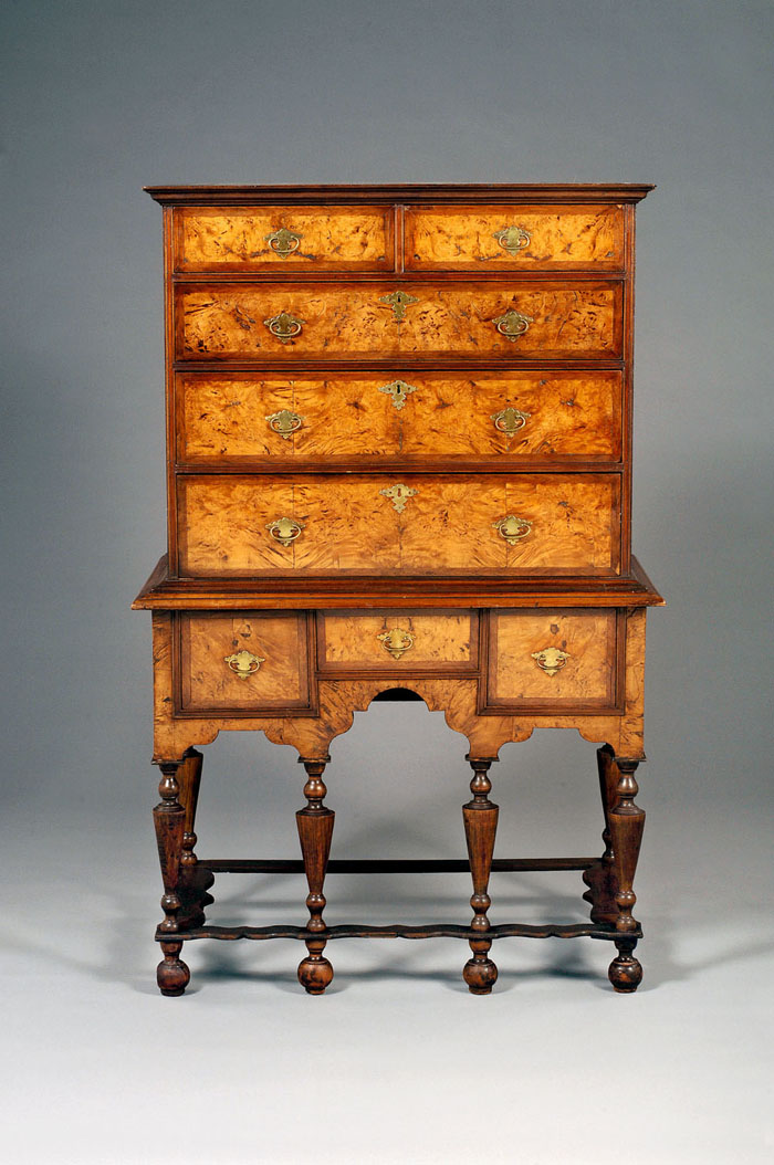 Appraisal: COASTAL NEW ENGLAND WILLIAM AND MARY CHESTNUT AND MAHOGANY HIGHBOY