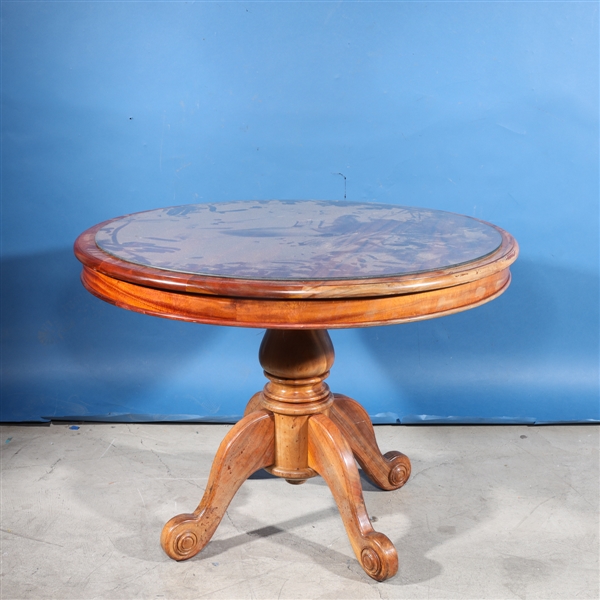 Appraisal: Early th Century American circular table with glass top overall