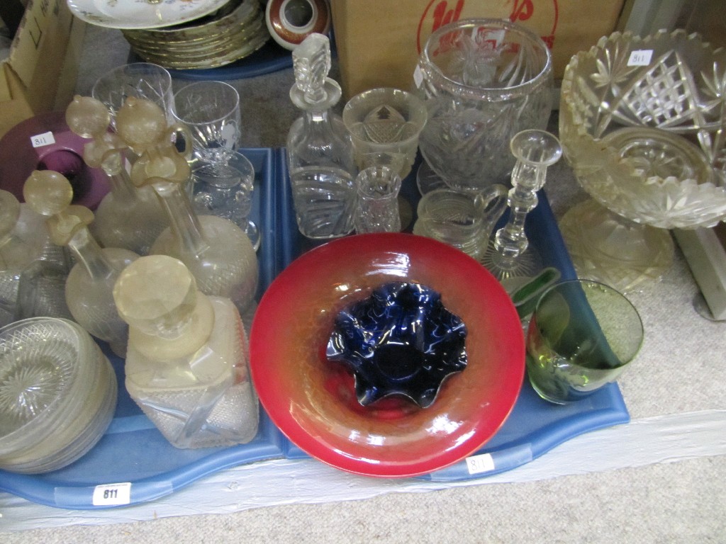 Appraisal: Lot comprising two trays of glassware and a crystal punchbowl