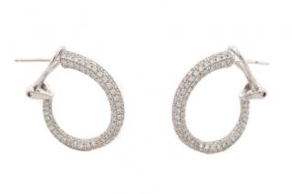 Appraisal: Pair K White Gold Pave Diamond Hoop Earrings A pair