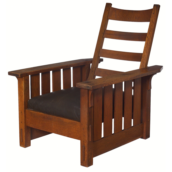 Appraisal: Gustav Stickley Morris chair