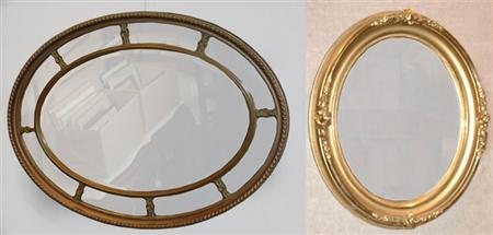 Appraisal: Two Victorian Style Gilt-Wood Oval Mirrors Estimate -