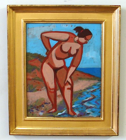 Appraisal: Woman Trying the Water female nude oil on masonite x