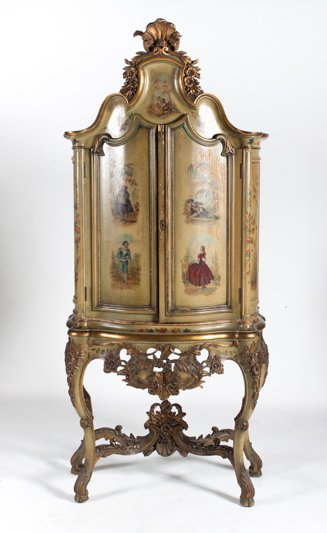 Appraisal: Continental painted wood cabinet early th century Rococo style cabinet