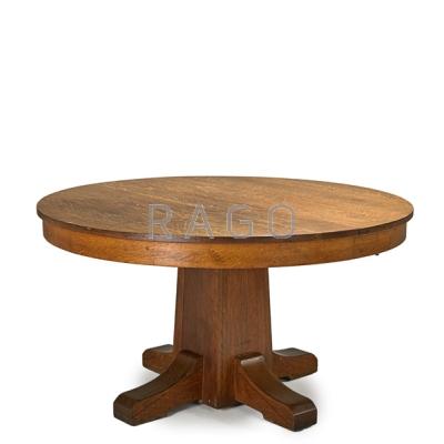 Appraisal: L J G STICKLEY Dining table with drop-down legs with