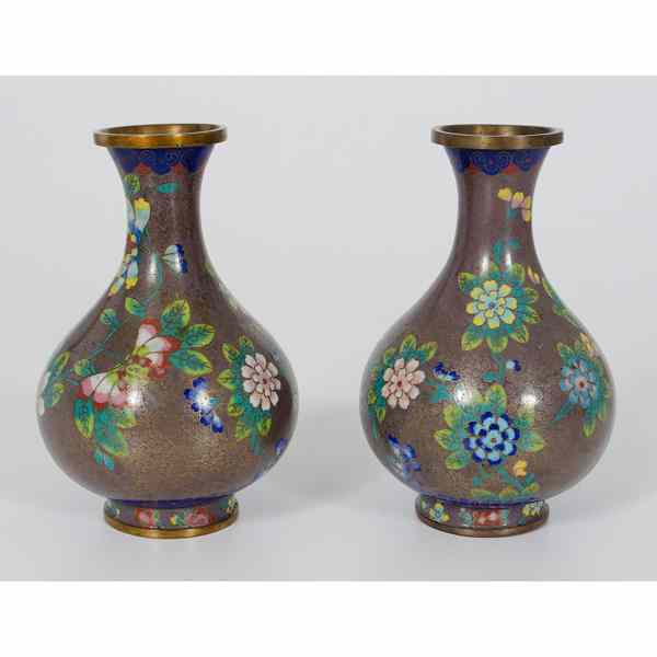 Appraisal: Chinese Cloisonne Bud Vases Chinese A pair of cloisonne bud