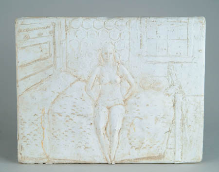 Appraisal: S MULLIN American th Century WOMAN ON BED Plaster relief