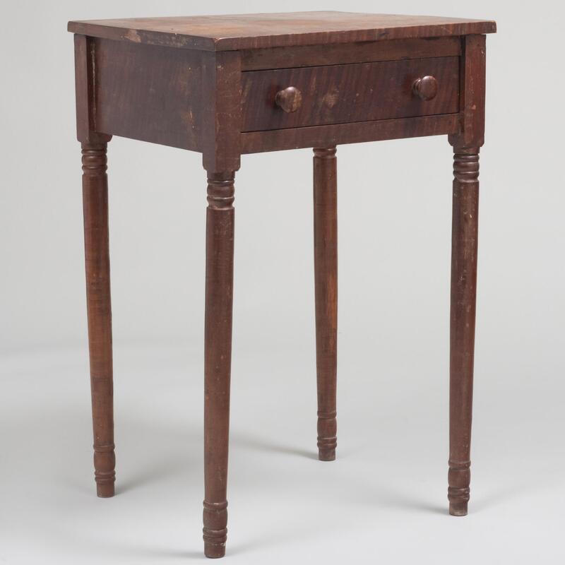 Appraisal: Small Federal Style Tiger Maple Work Table x x in