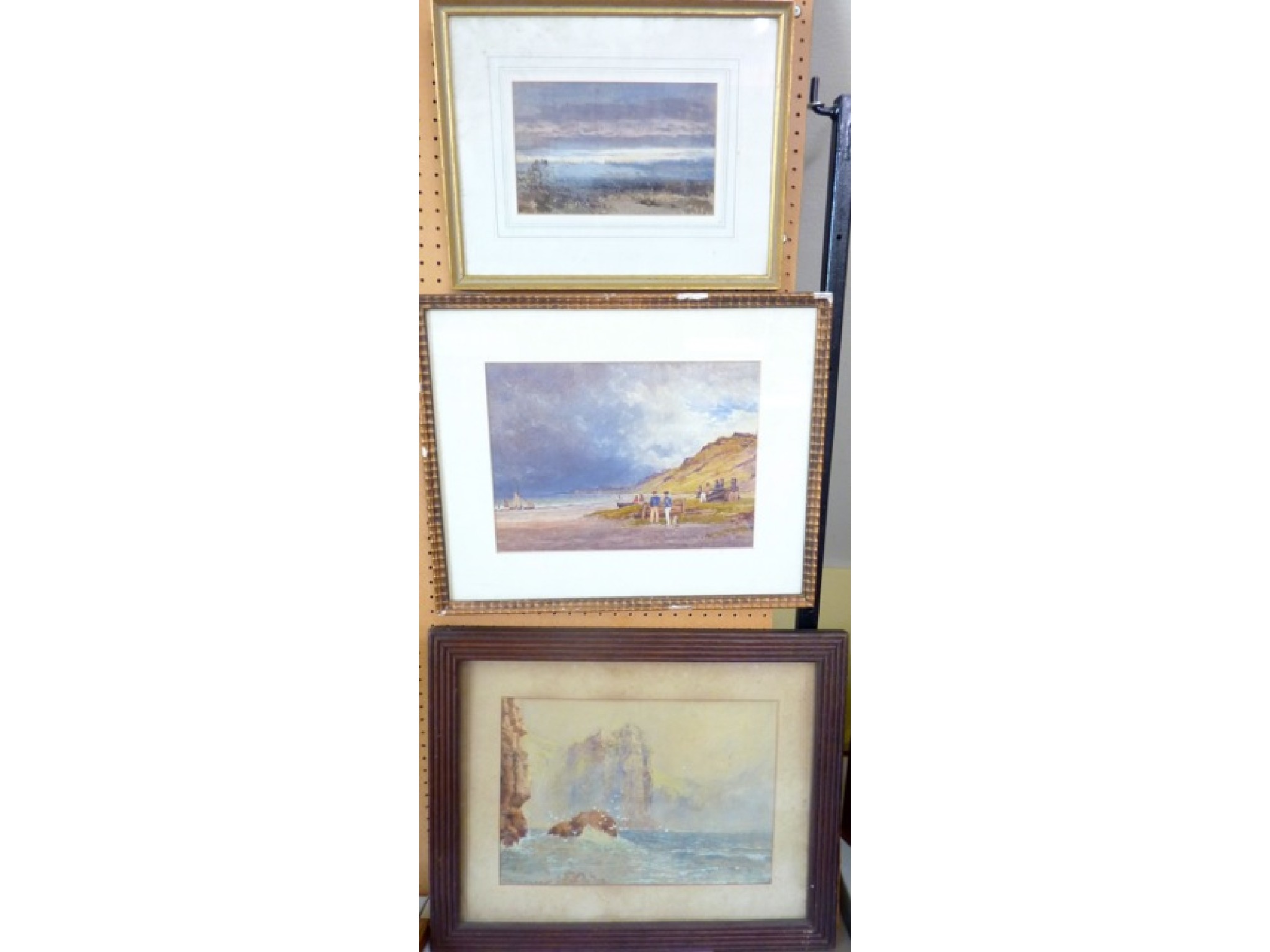 Appraisal: A watercolour of a coastal scene with fishermen sailors and