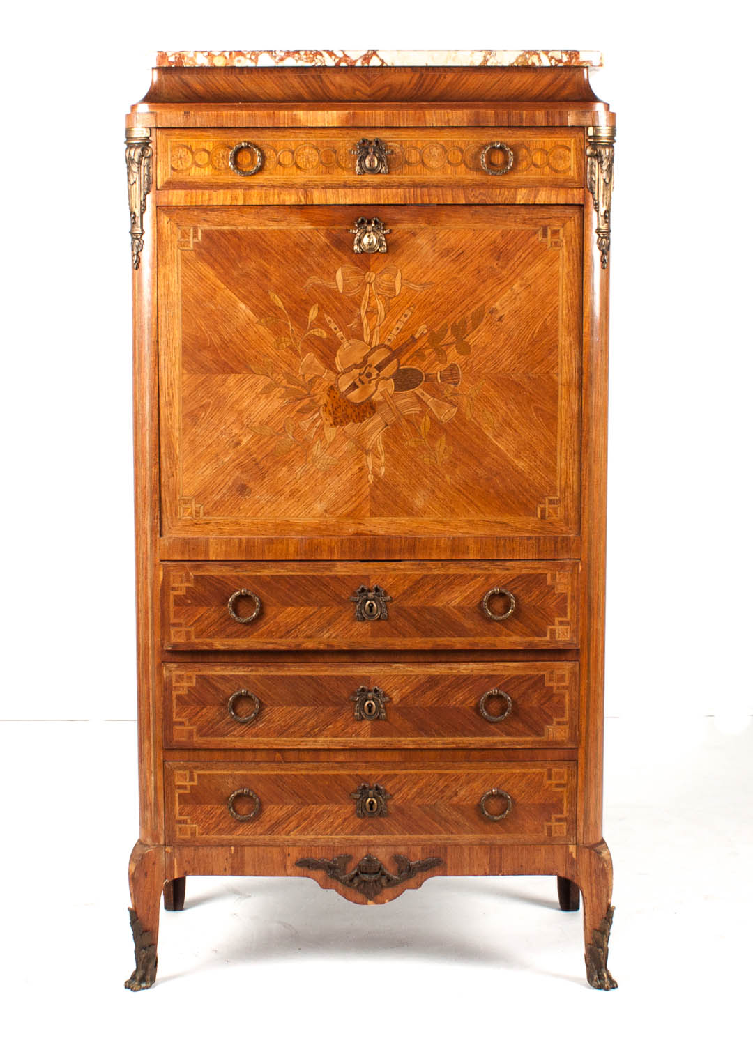 Appraisal: Louis XVI style walnut secr taire abattant first quarter- th