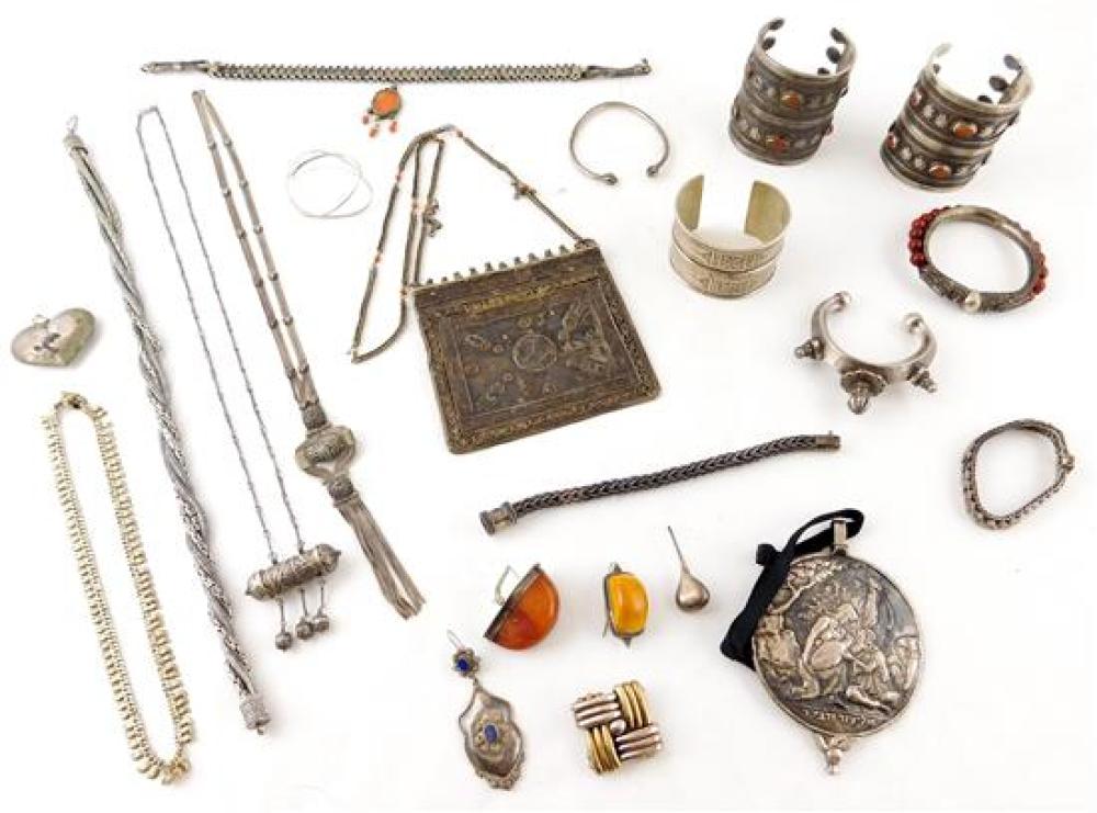 Appraisal: JEWELRY Silver ethnic themed assortment over pieces all tested silver