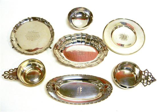 Appraisal: Holloware sterling pieces including an oblong dish round plate Chippendale