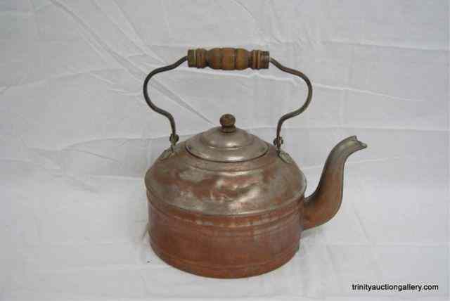 Appraisal: Antique c Copper Gooseneck Tea KettleProduced by the Rome Manufacturing