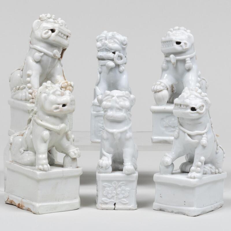 Appraisal: Group of Six Chinese Buddhistic Lion Form Joss Stick Holders