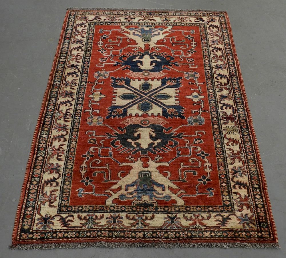 Appraisal: Turkish Tribal Hand Made Carpet Rug Turkey Mid th Century