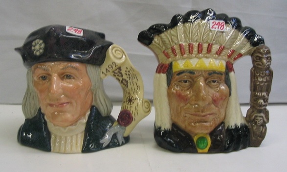 Appraisal: TWO ROYAL DOULTON GLAZED PORCELAIN CHARACTER MUGS large size North