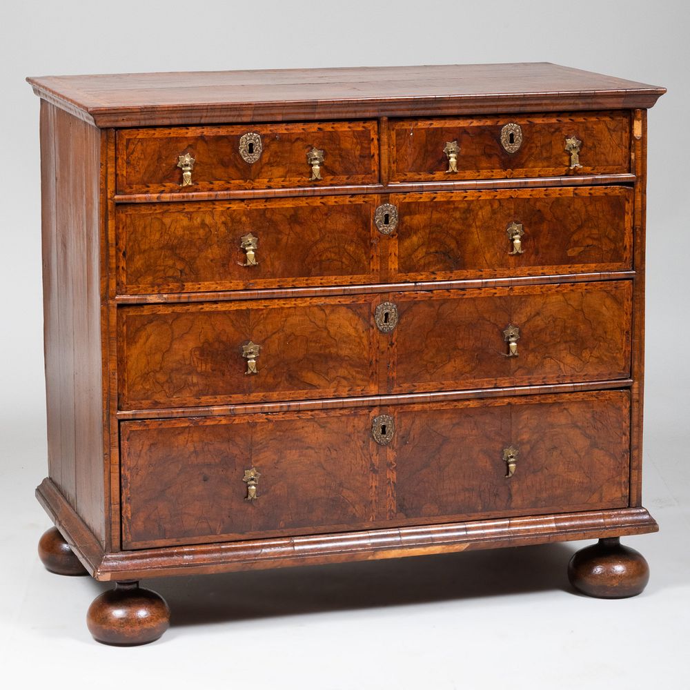 Appraisal: George I Inlaid Walnut Chest of Drawers x x in