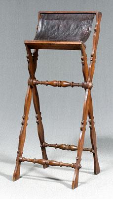 Appraisal: Italian Baroque book stand walnut throughout collapsing X-form stand with