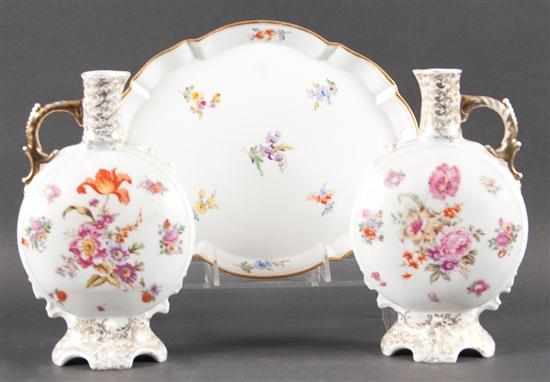 Appraisal: Meissen porcelain floral decorated vanity tray and a pair of