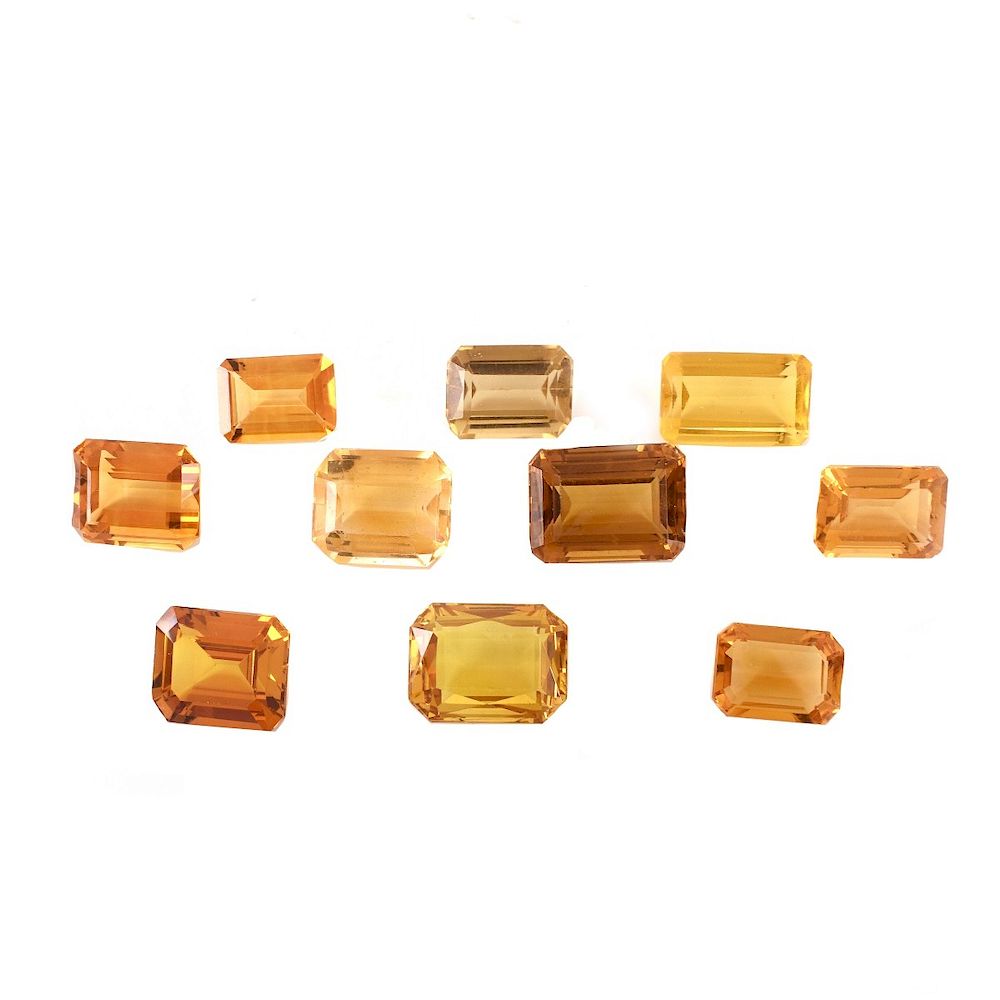 Appraisal: Ten Citrine Stones Approx Carats of Emerald Cut London Citrine