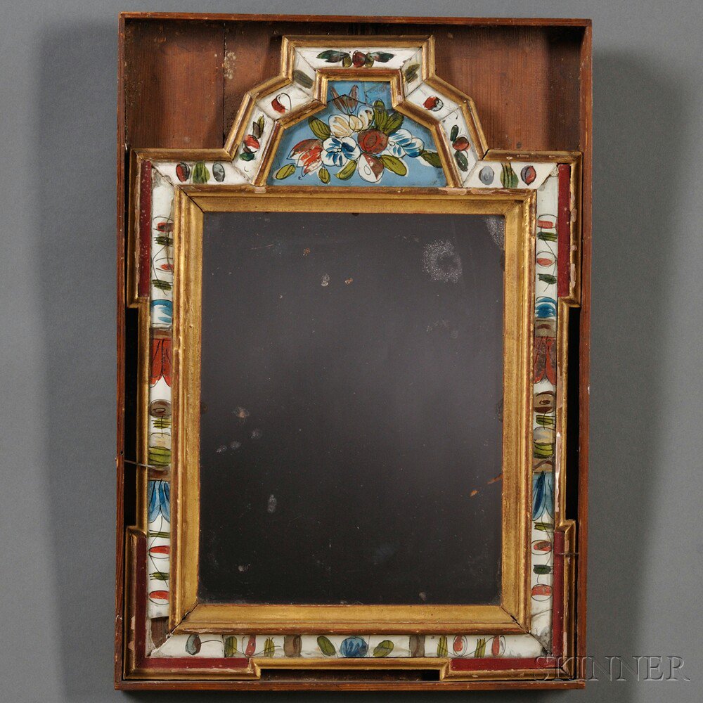 Appraisal: Boxed Courting Mirror northern Europe late th century the molded