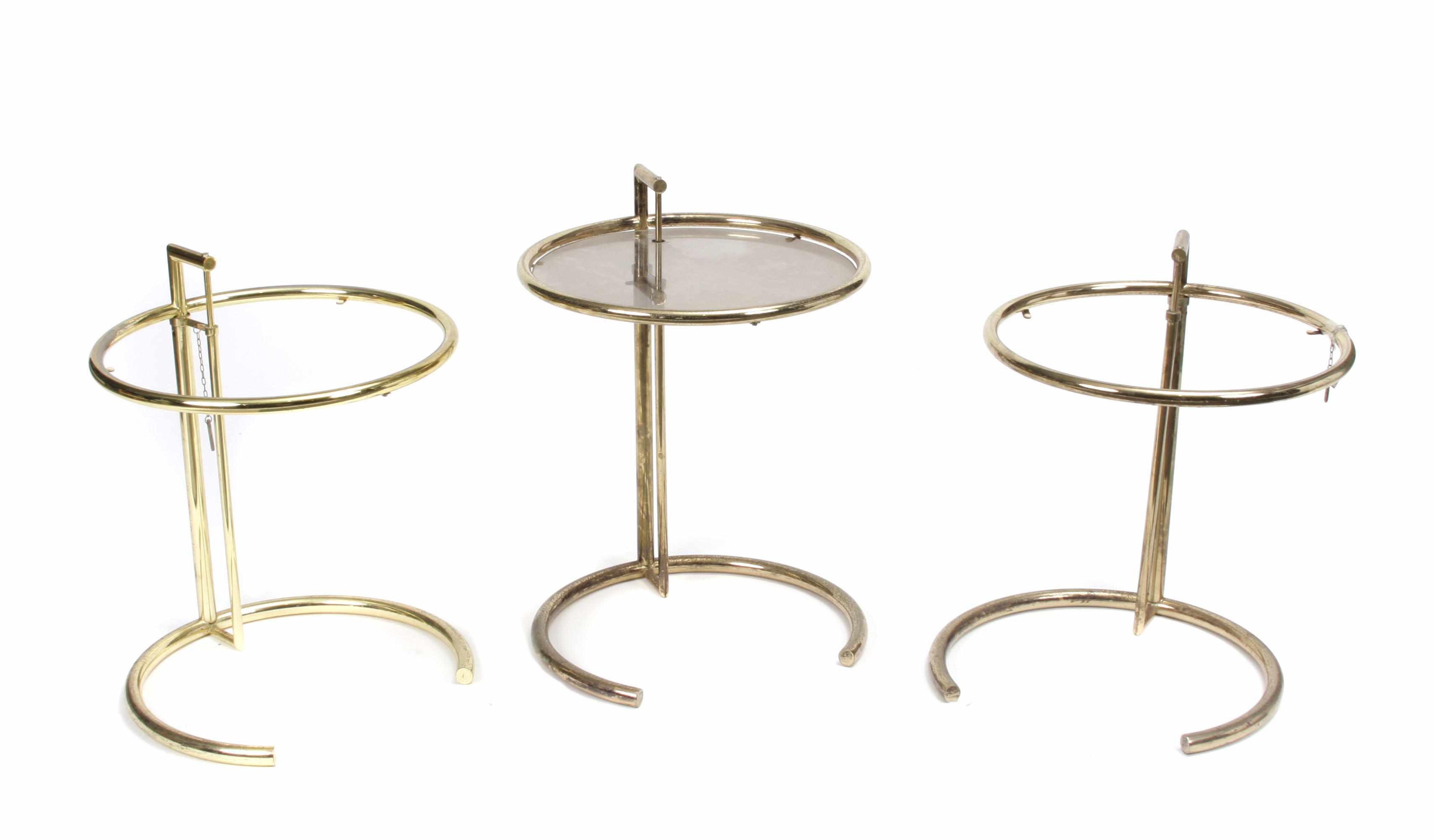 Appraisal: A set of three Eileen Grey style brass and glass