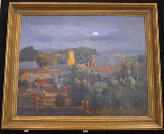 Appraisal: GREGORY R SMITH FADING LIGHT RISING MOON CASTLEMAINE OIL ON