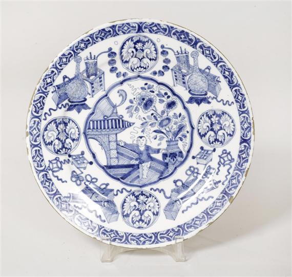 Appraisal: SMALL PLATE WITH CHINOISERIE DECORATION DELFT TH CENTURY Painted in